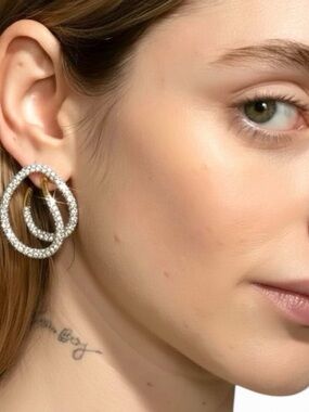 ALEXIS BITTAR Solanales Double Loop Crystal & Gold Post Earrings - BRAND NEW